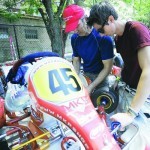My dad and I working on the kart