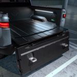 K. Rivian R1T Tailgate 180 Open Steps Out