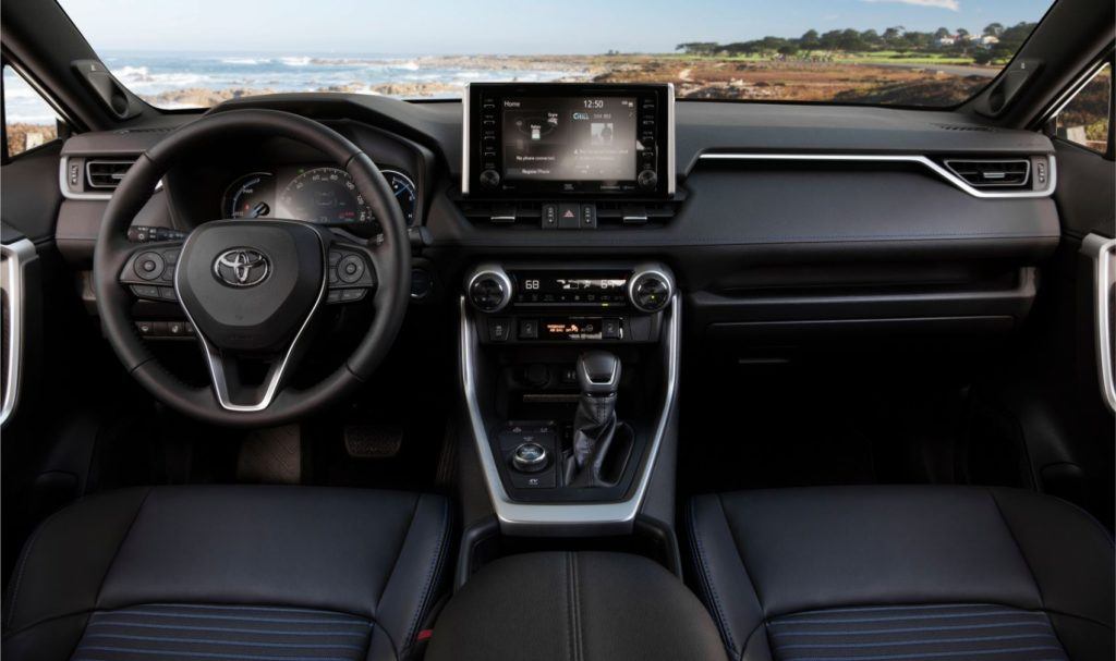 2020 Toyota RAV4 Hybrid interior layout. 