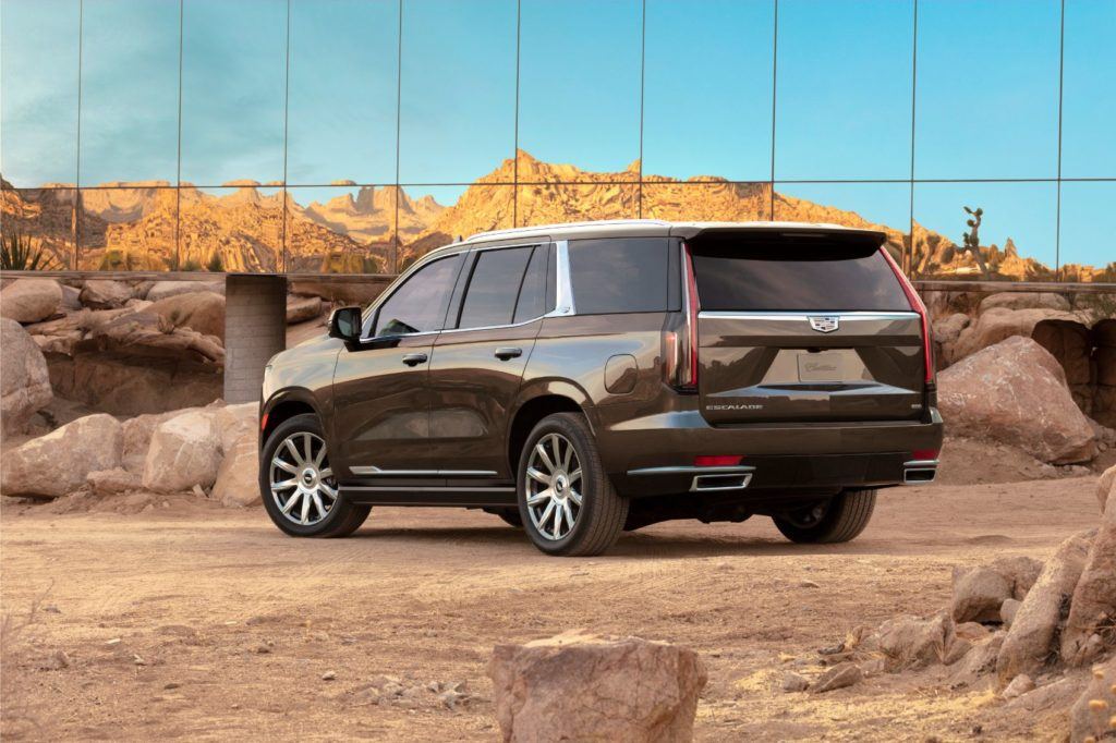 A trailering package is standard on the 2021 Cadillac Escalade. An available Trailering Integration Package offers nine camera views, a trailer brake controller, and an app with profiles for different trailers. 
