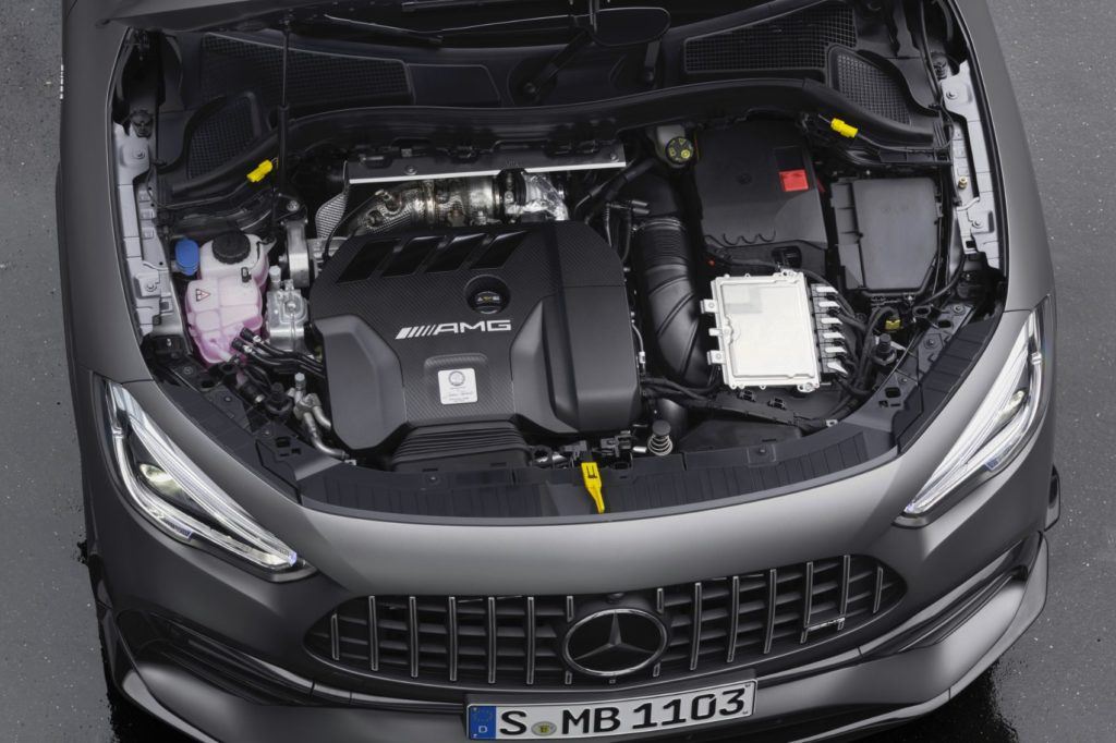 The 2021 Mercedes-AMG GLA 45 features a special, two-stage fuel injection system.