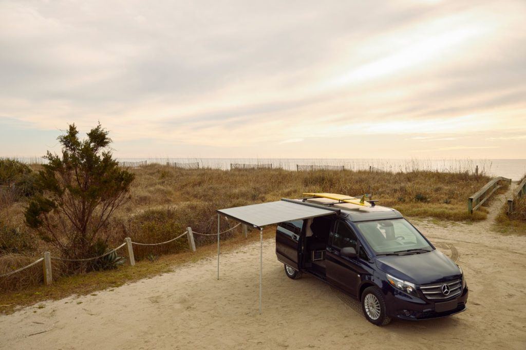 Mercedes-Benz weekender with the available awning. 