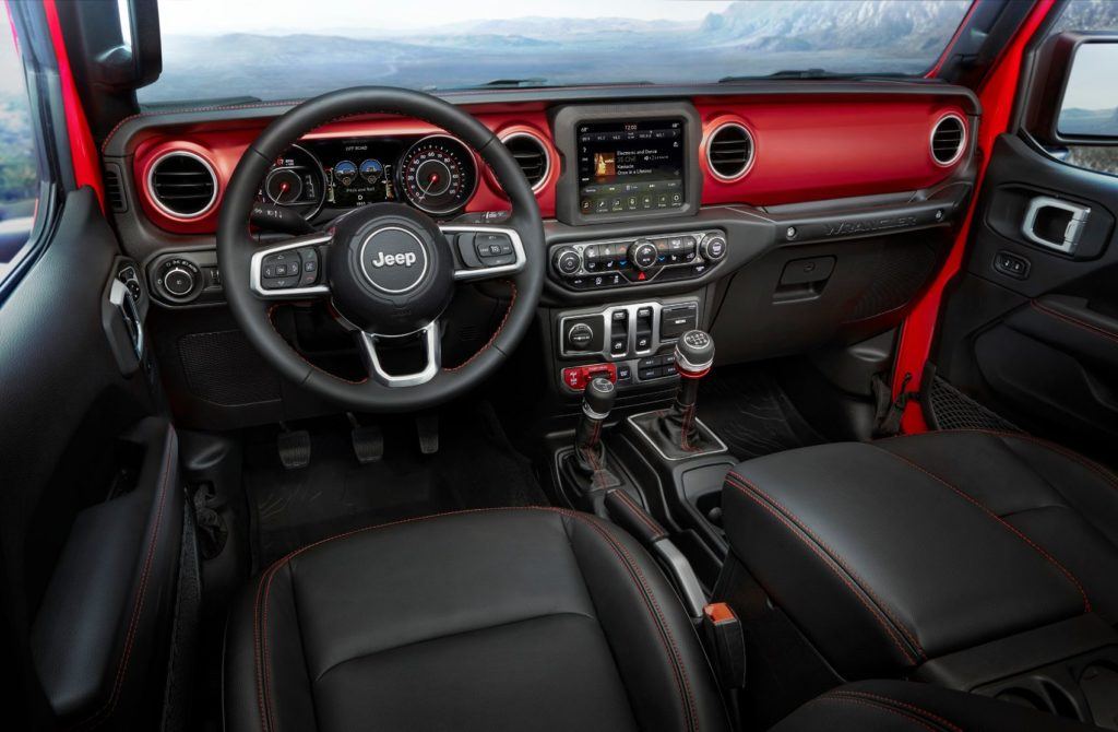 2020 Jeep Wrangler Unlimited Rubicon interior layout. 