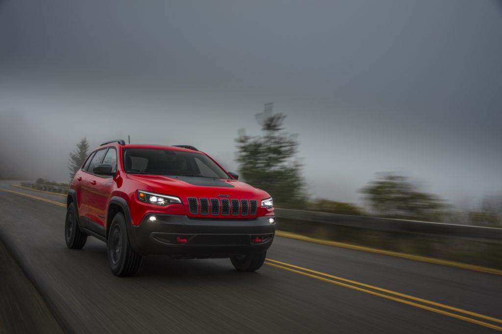 2020 Jeep Cherokee Trailhawk on the open road.