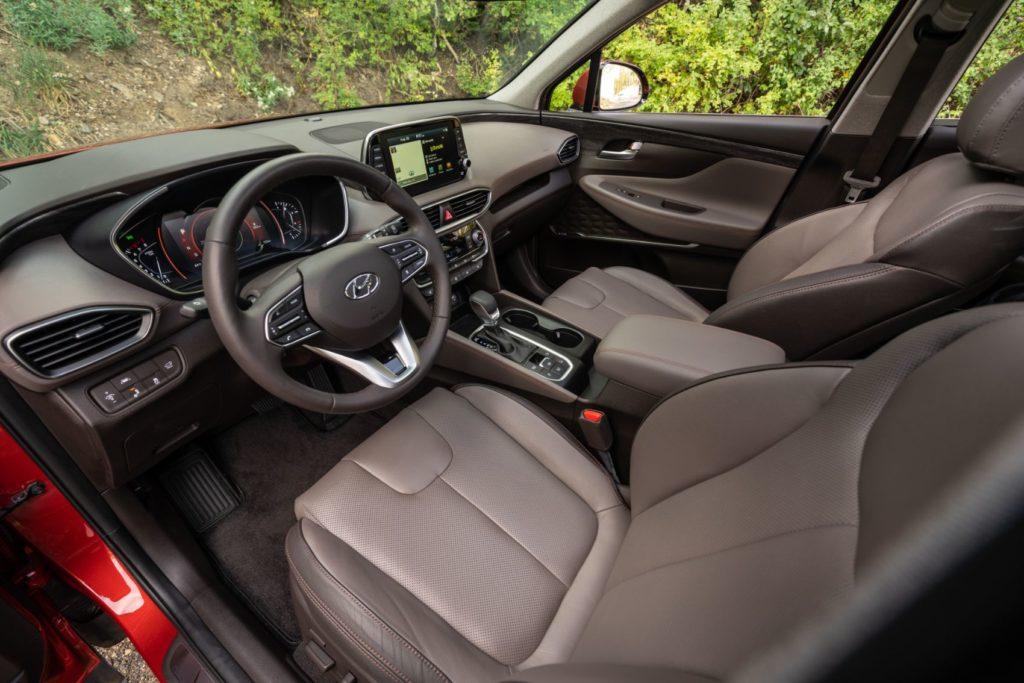 2020 Hyundai Santa Fe interior layout. 
