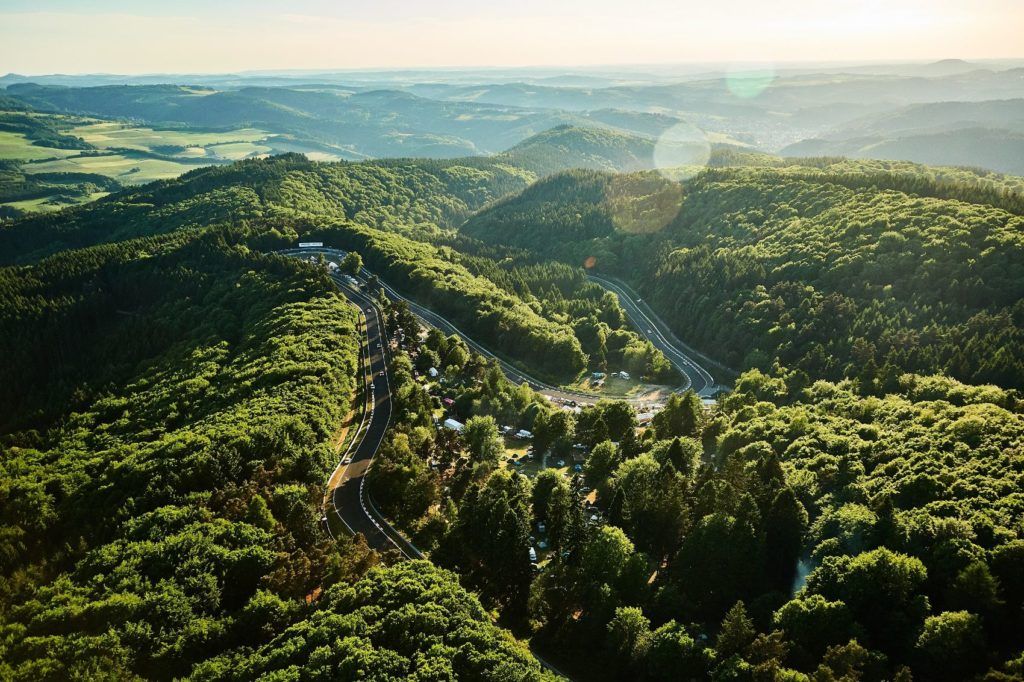 Aerial shot of the Nordschleife where Audi Sport GmbH conducts testing. 
