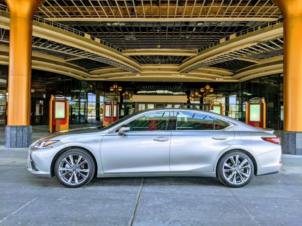 Our 2020 Lexus ES 350 F Sport press vehicle in front of the AMC Star Southfield 20 movie theater near Detroit. 