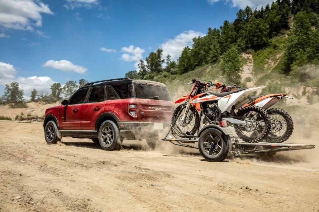 2021 Ford Bronco Sport towing dirt bikes, 