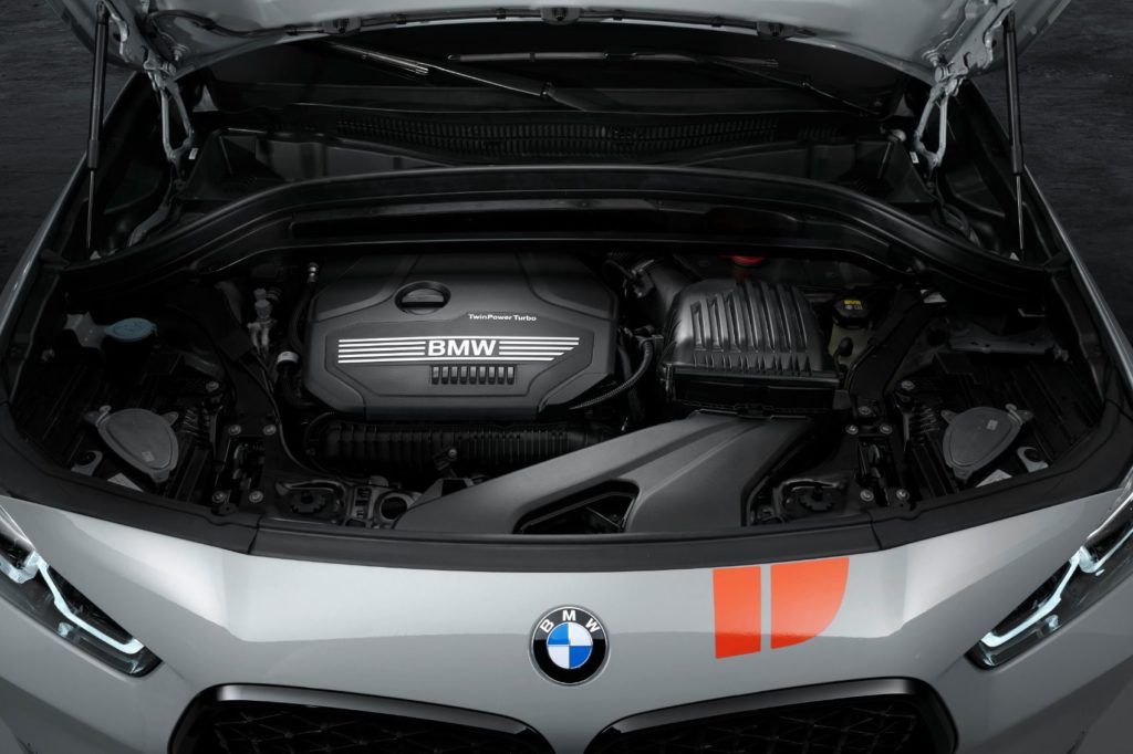2021 BMW X2 Edition M Mesh under the hood. 