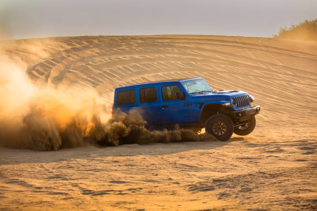 2021 Jeep Wrangler Rubicon 392 driving in the sand. 