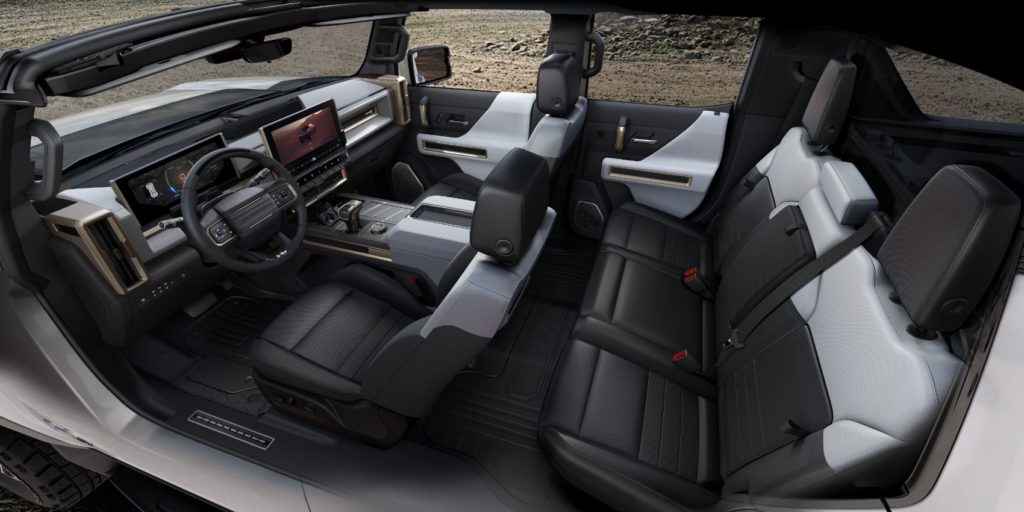 2022 GMC Hummer EV interior layout. 